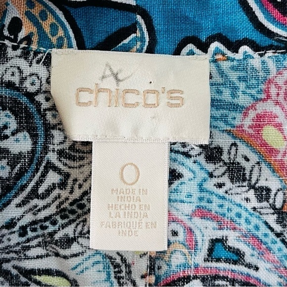 Chico’s Paisley Linen Drape Jacket Women Size Small Blue/Pink - Picture 5 of 13